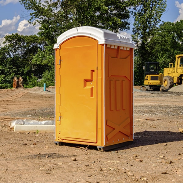 how often are the portable restrooms cleaned and serviced during a rental period in Crawford OH